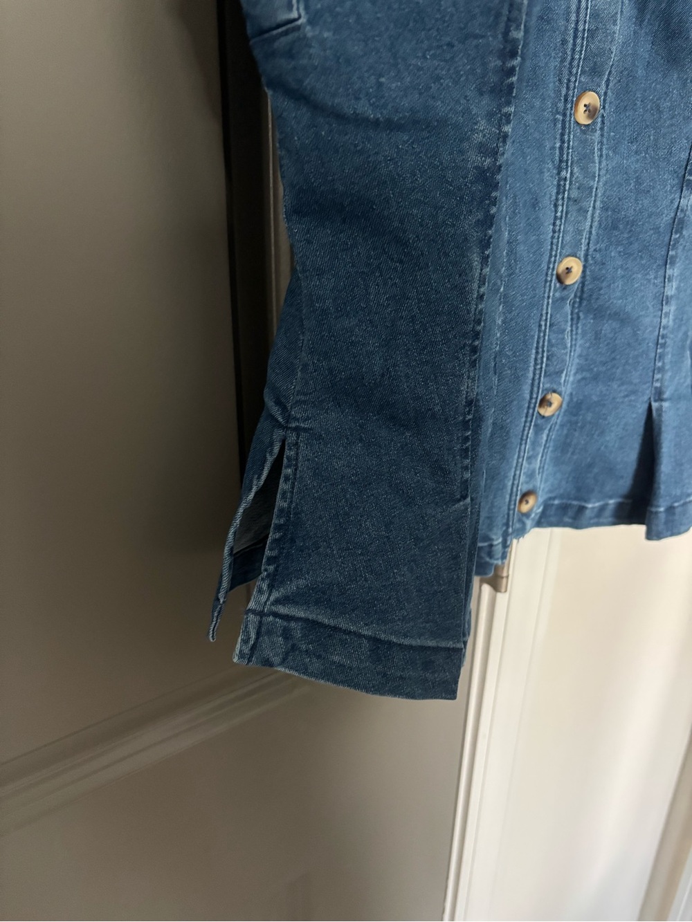 NWT Free People Denim Button-Front V-Neck Top - Picture 6 of 6